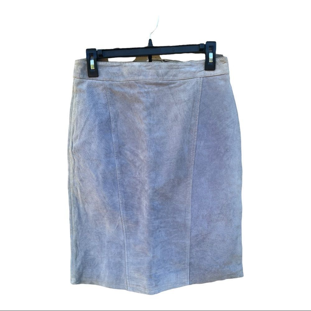 Vintage Chia Leather Skirt Size 12 Baby Powder Blue Lined High Waisted